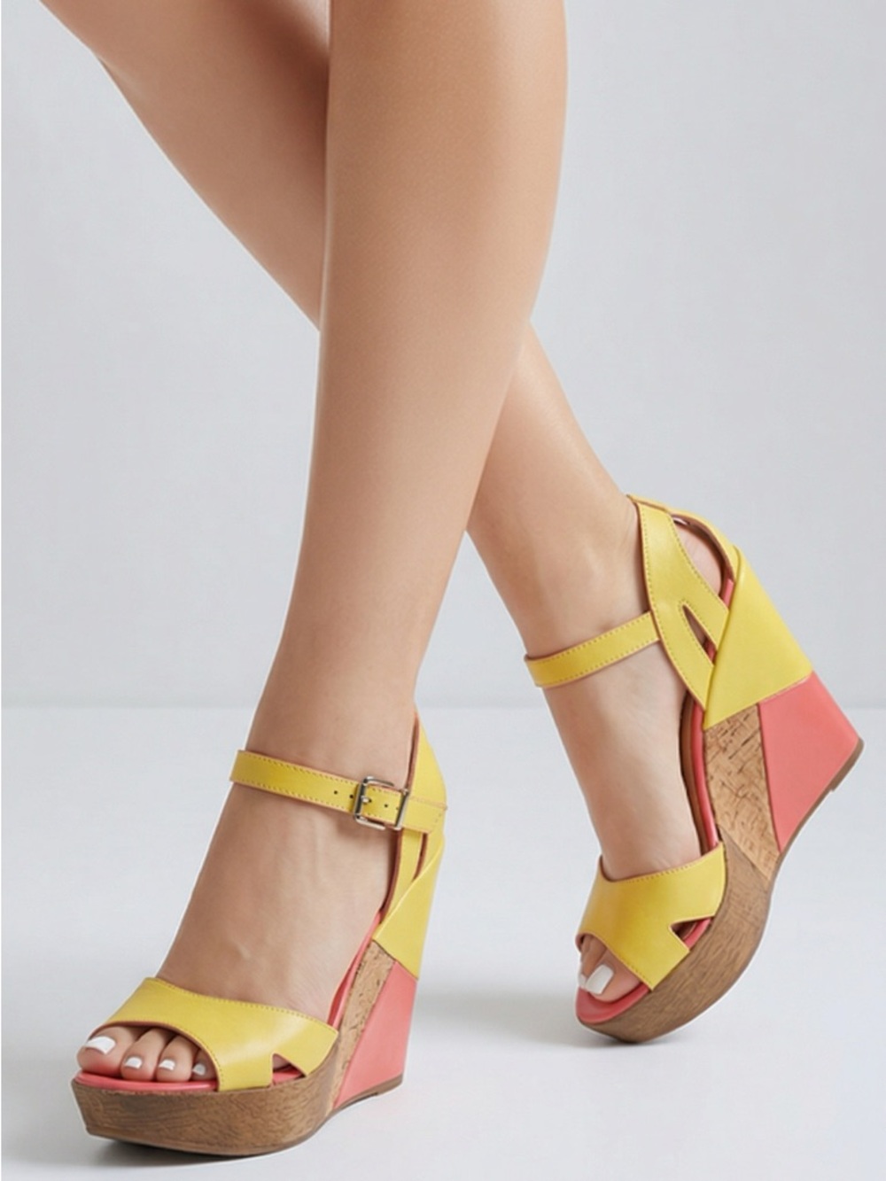 Bottero‎ Women's Leather Colorblock Platform Wedge Sandals Size 8 Multicolor